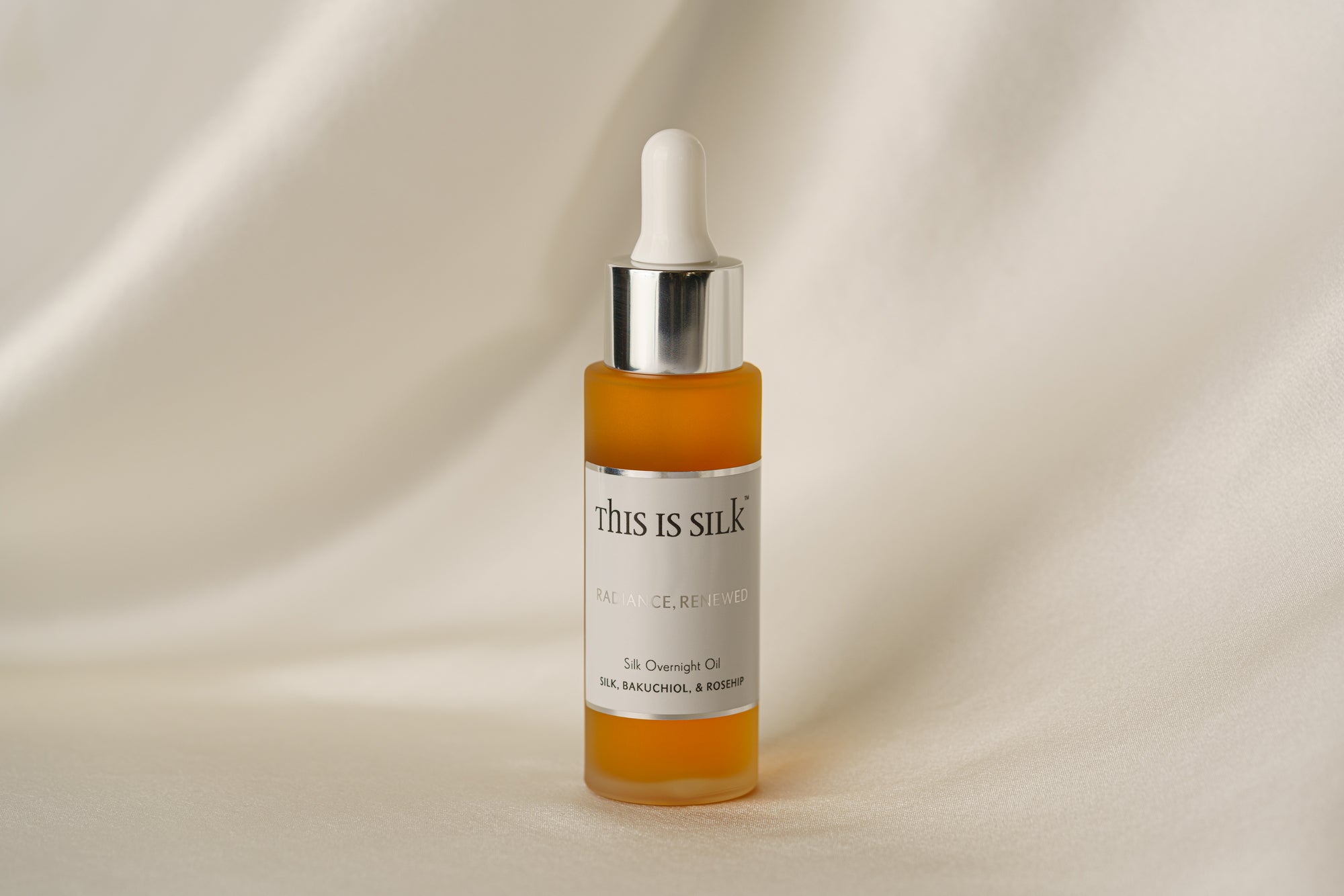 Radiance Renewed Silk Overnight Oil, Award Winning Facial Oil at the Global Beauty Awards, judged Independently. With Silk, Bakuchiol, Rosehip and Natural Essential Oils 