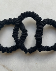 Midnight Black Pure Silk Hairbands x 3